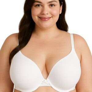 Lane Bryant Cacique Cotton Boost Plunge Bra Size 42D White